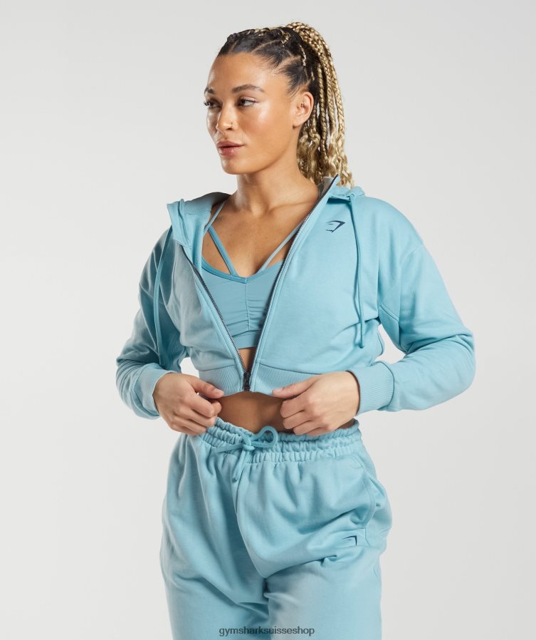ch Gymshark femmes sweat à capuche zippé court gs power bleu glacier 02FP6T389 vêtements