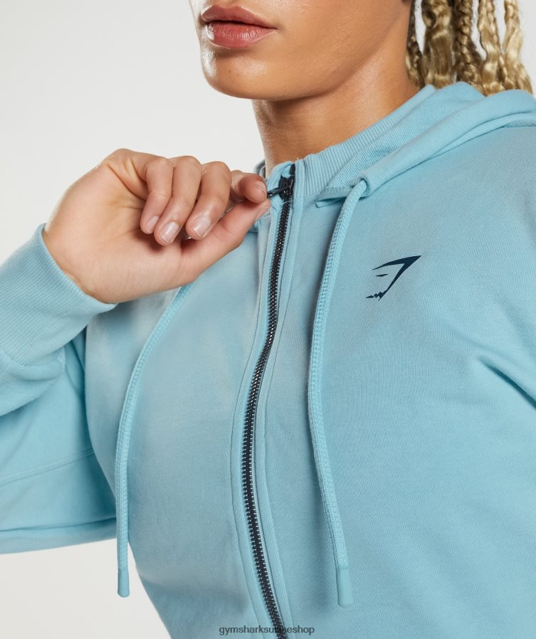 ch Gymshark femmes sweat à capuche zippé court gs power bleu glacier 02FP6T389 vêtements