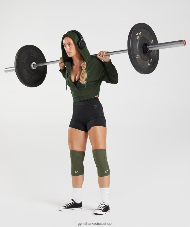 ch Gymshark femmes sweat à capuche zippé court gs power mousse d\'olivier 02FP6T410 vêtements