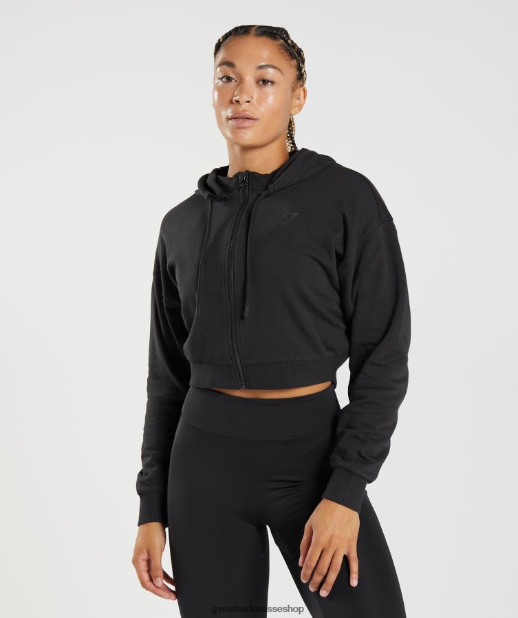 ch Gymshark femmes sweat à capuche zippé court gs power noir 02FP6T354 vêtements