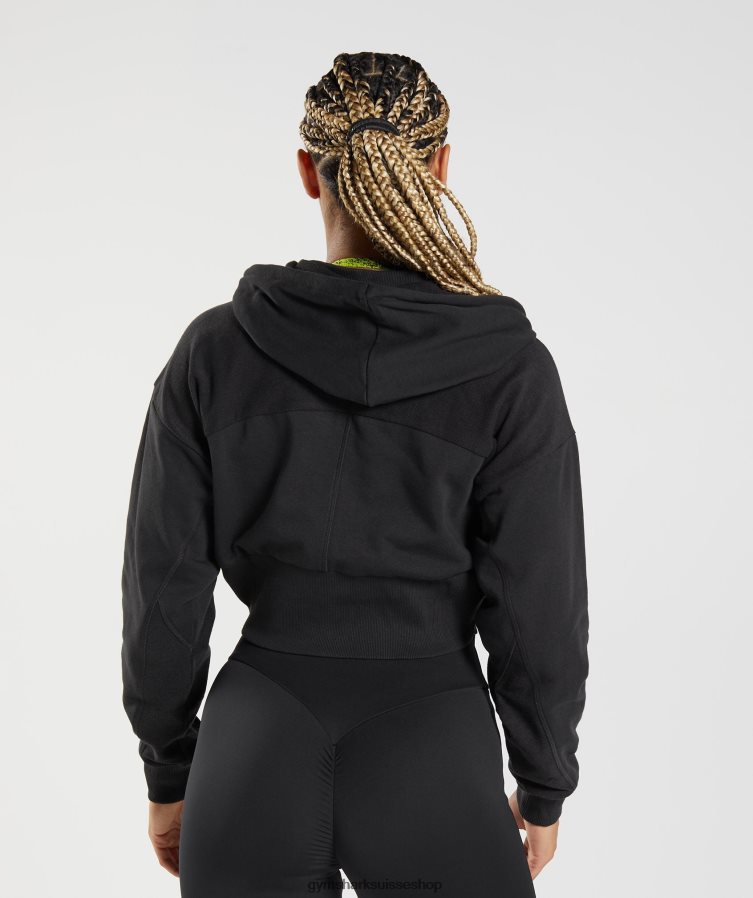 ch Gymshark femmes sweat à capuche zippé court gs power noir 02FP6T354 vêtements