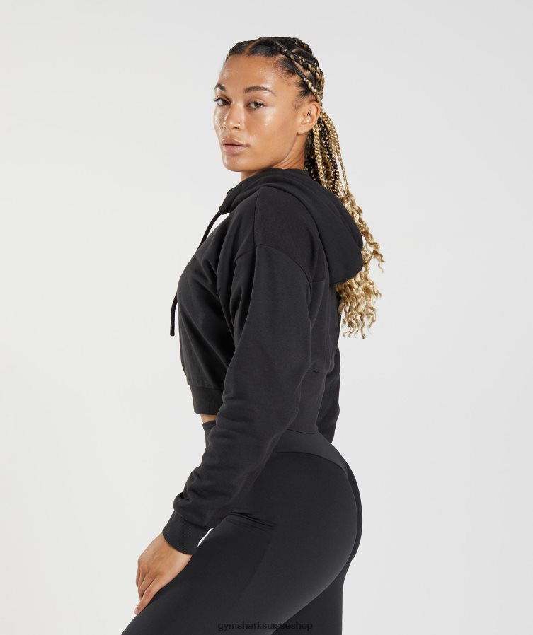 ch Gymshark femmes sweat à capuche zippé court gs power noir 02FP6T354 vêtements