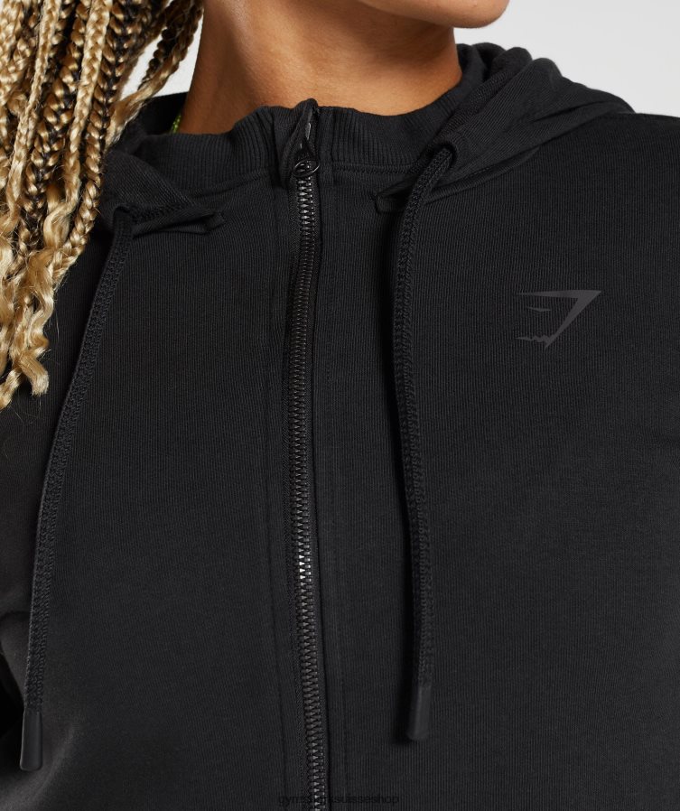 ch Gymshark femmes sweat à capuche zippé court gs power noir 02FP6T354 vêtements