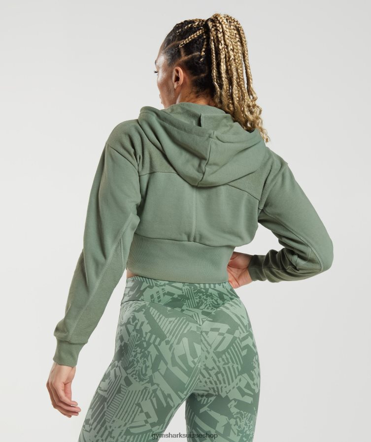 ch Gymshark femmes sweat à capuche zippé court gs power saule vert 02FP6T397 vêtements