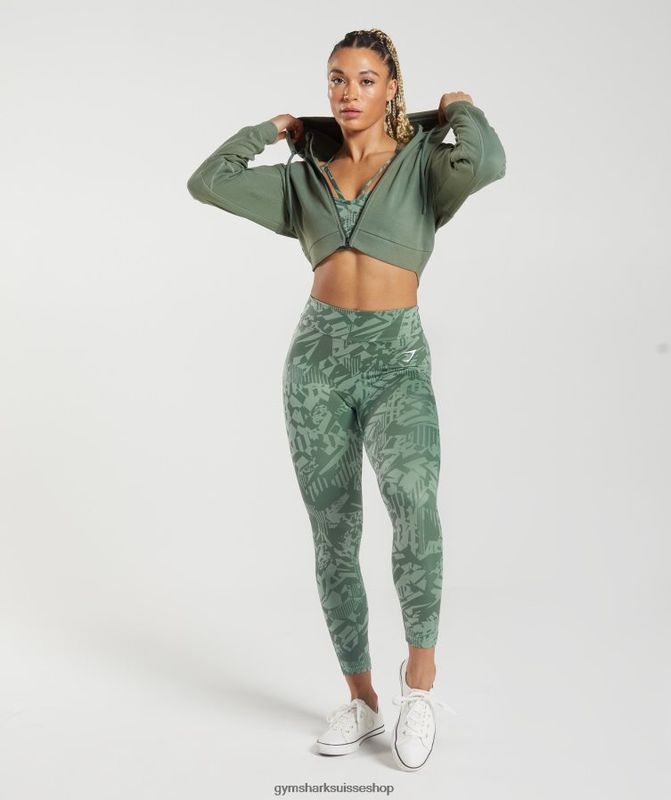 ch Gymshark femmes sweat à capuche zippé court gs power saule vert 02FP6T397 vêtements