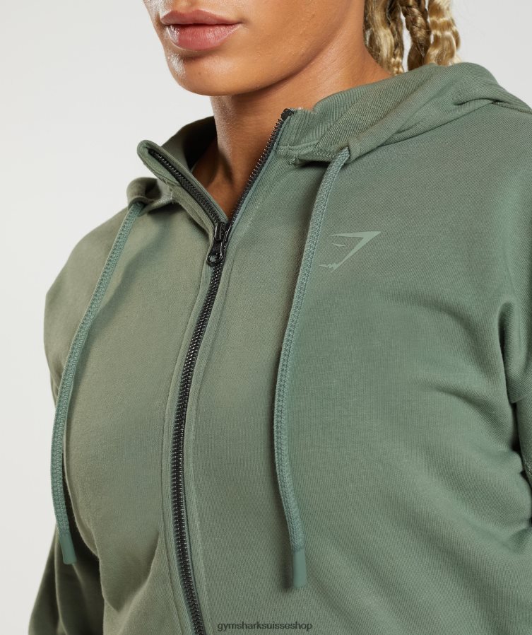 ch Gymshark femmes sweat à capuche zippé court gs power saule vert 02FP6T397 vêtements