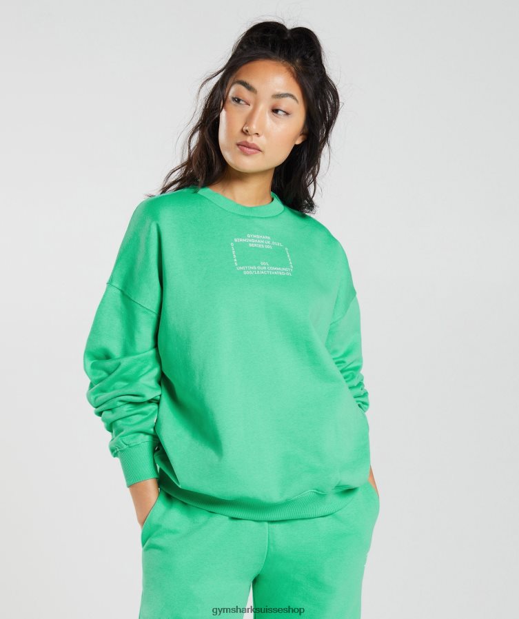 ch Gymshark femmes sweat graphique activé vert tropique 02FP6T390 vêtements
