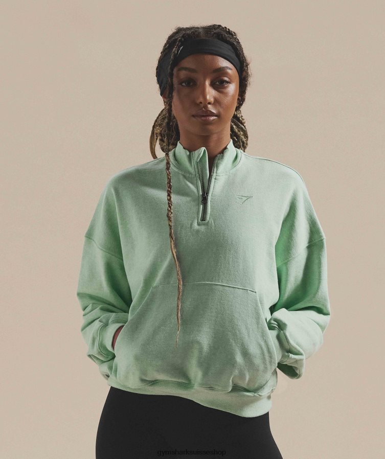 ch Gymshark femmes sweat jour de repos pull 1/2 zip marne verte rafraîchissante 02FP6T379 vêtements