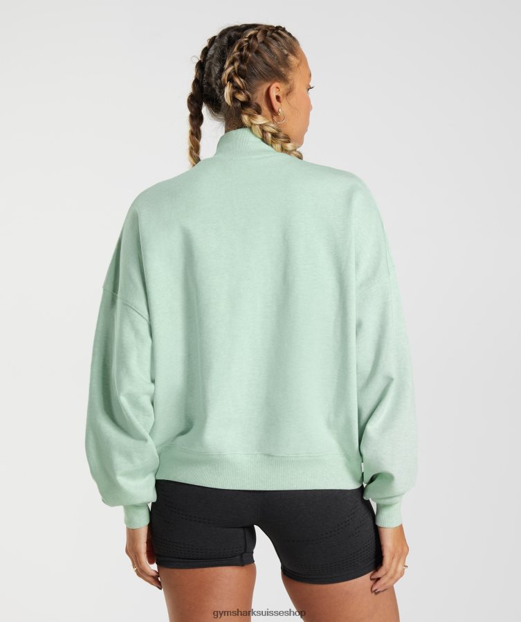 ch Gymshark femmes sweat jour de repos pull 1/2 zip marne verte rafraîchissante 02FP6T379 vêtements