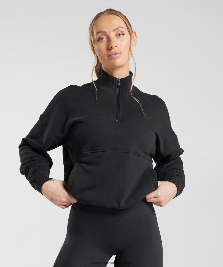 ch Gymshark femmes sweat zippé 1/4 legacy noir 02FP6T412 vêtements