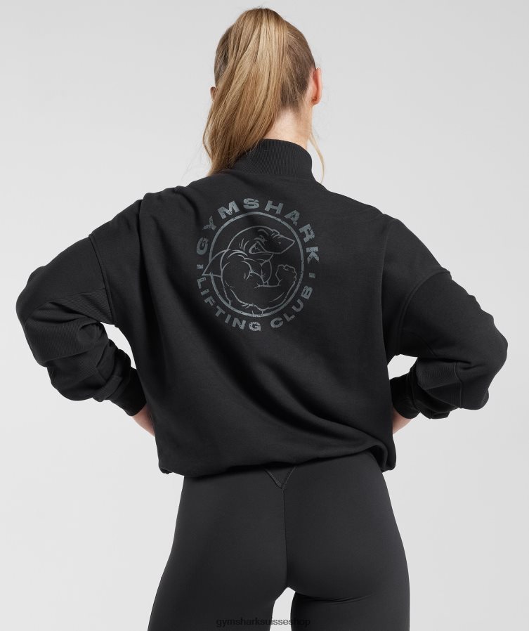 ch Gymshark femmes sweat zippé 1/4 legacy noir 02FP6T412 vêtements