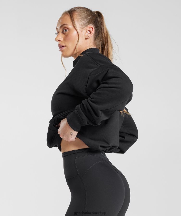 ch Gymshark femmes sweat zippé 1/4 legacy noir 02FP6T412 vêtements