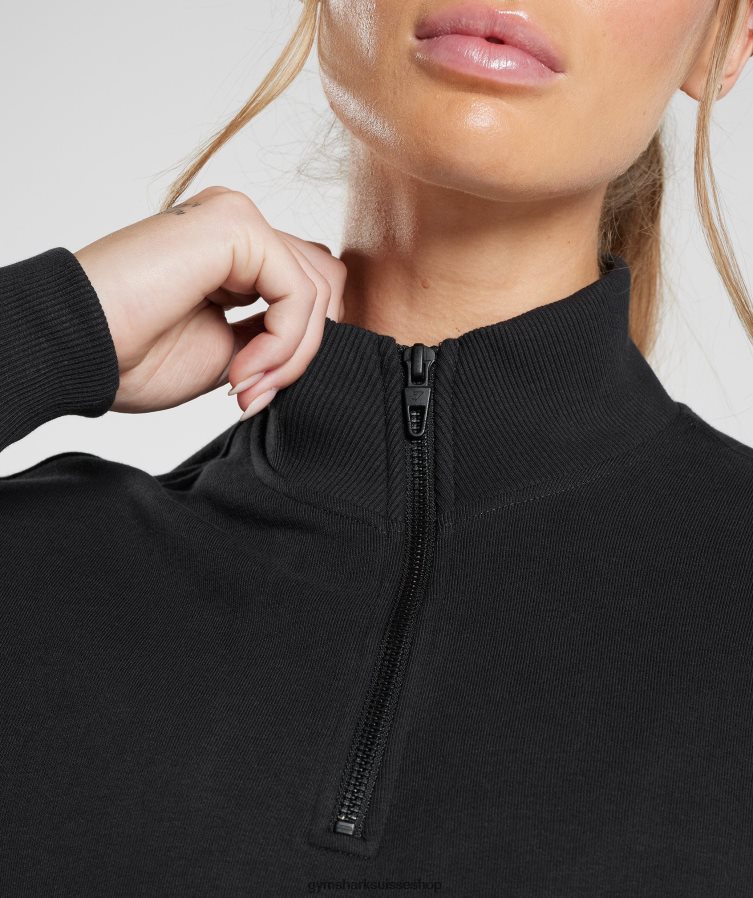 ch Gymshark femmes sweat zippé 1/4 legacy noir 02FP6T412 vêtements