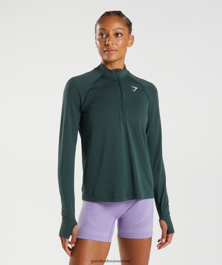 ch Gymshark femmes vital 1/2 zip sans couture marne verte des bois 02FP6T401 vêtements