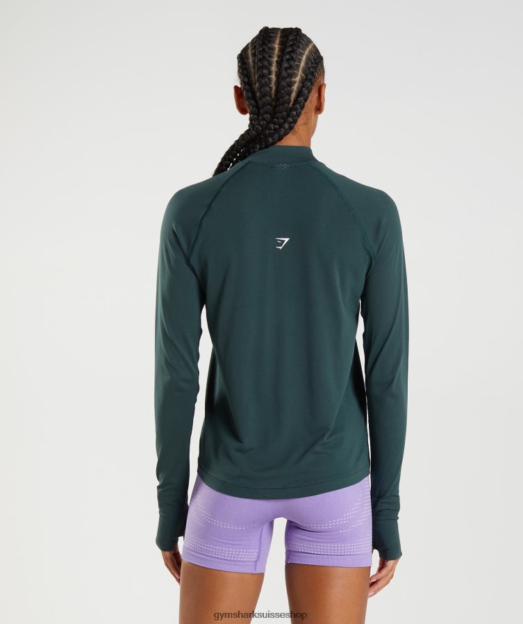 ch Gymshark femmes vital 1/2 zip sans couture marne verte des bois 02FP6T401 vêtements