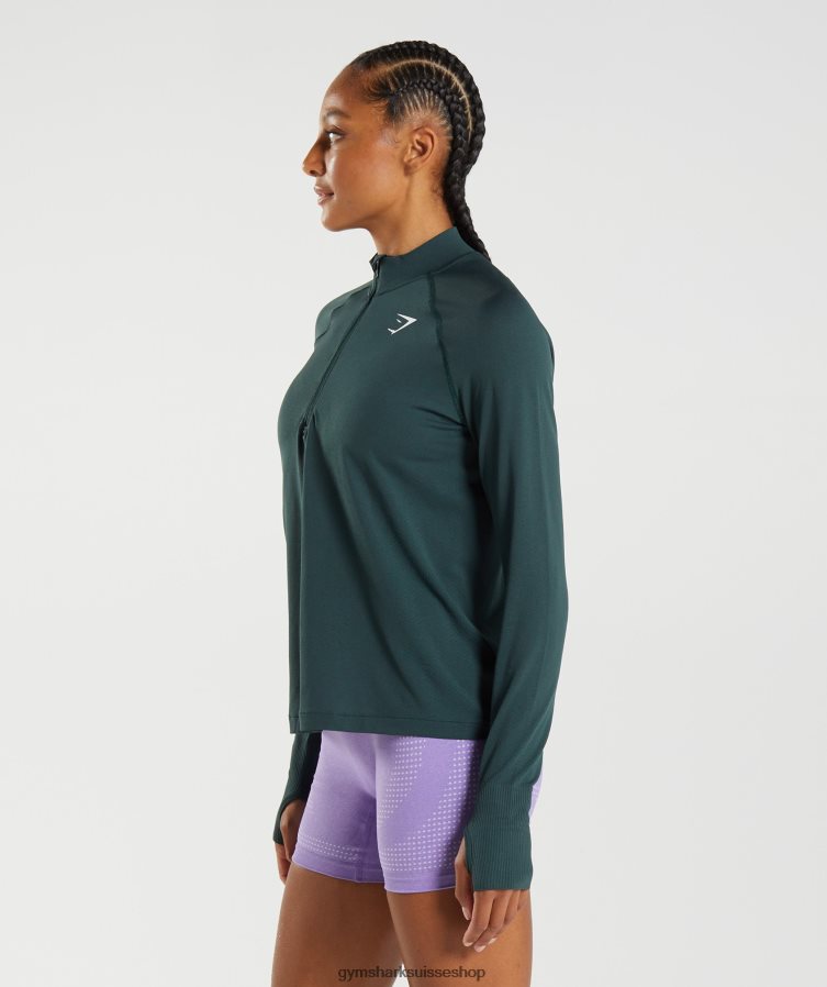 ch Gymshark femmes vital 1/2 zip sans couture marne verte des bois 02FP6T401 vêtements