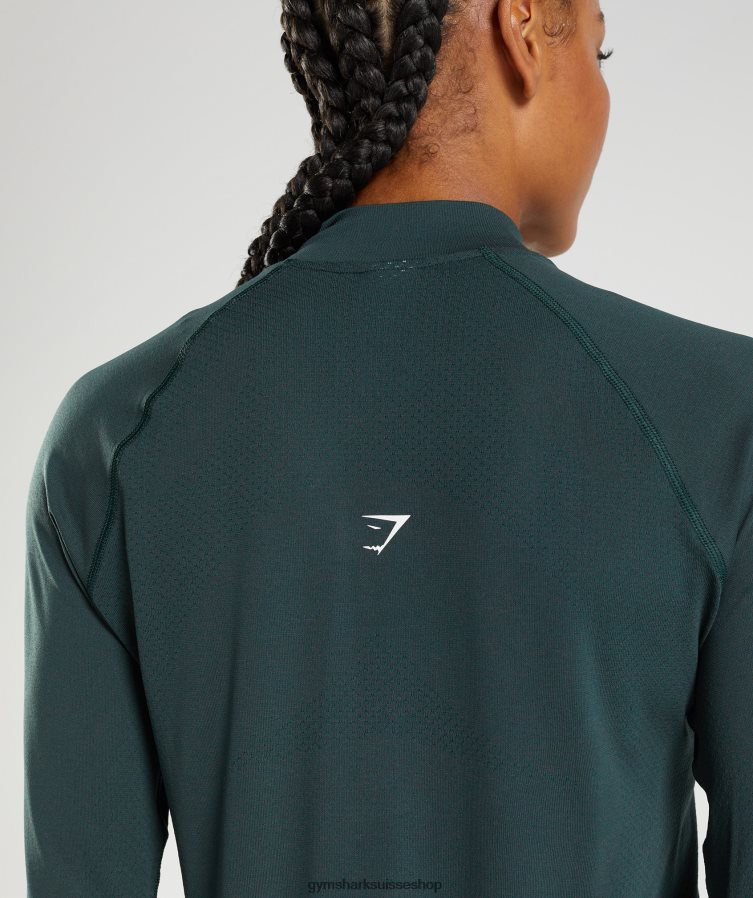 ch Gymshark femmes vital 1/2 zip sans couture marne verte des bois 02FP6T401 vêtements