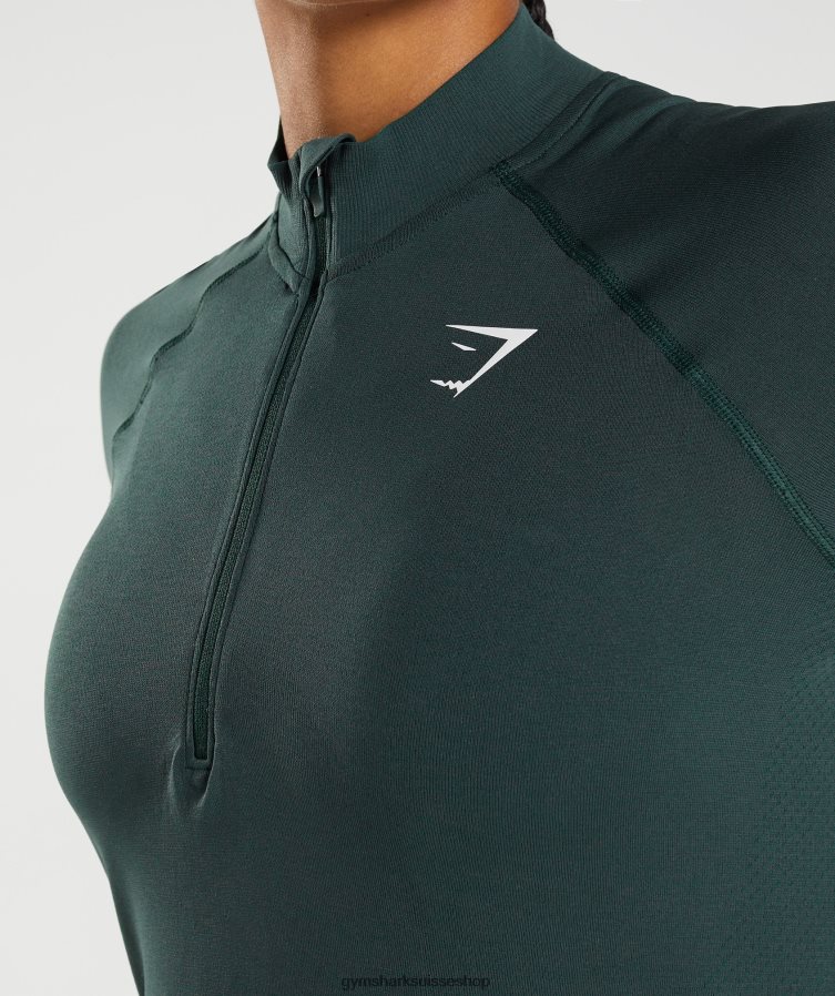ch Gymshark femmes vital 1/2 zip sans couture marne verte des bois 02FP6T401 vêtements