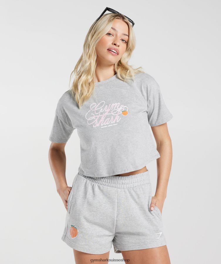 ch Gymshark femmes haut mi-long pêche fort gris clair chiné 02FP6T427 vêtements