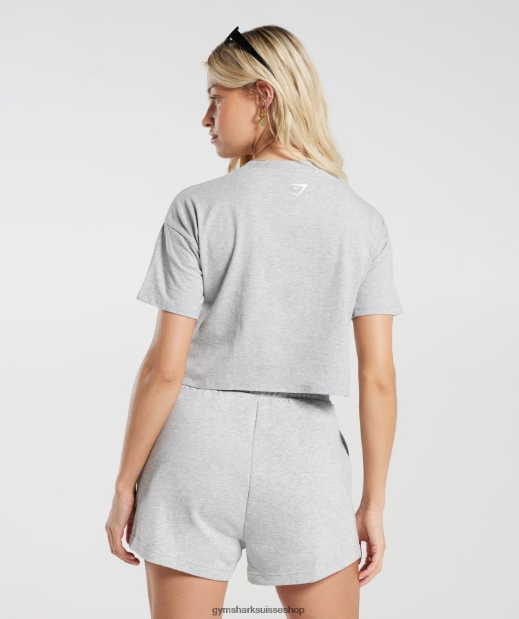 ch Gymshark femmes haut mi-long pêche fort gris clair chiné 02FP6T427 vêtements