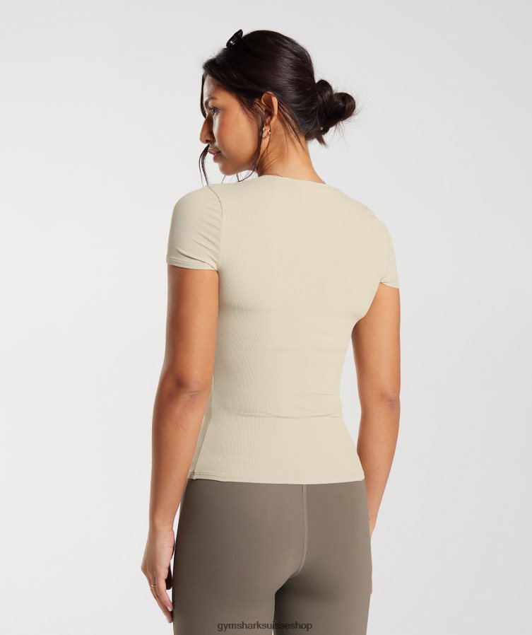 ch Gymshark femmes élever le sommet brun sable 02FP6T440 vêtements