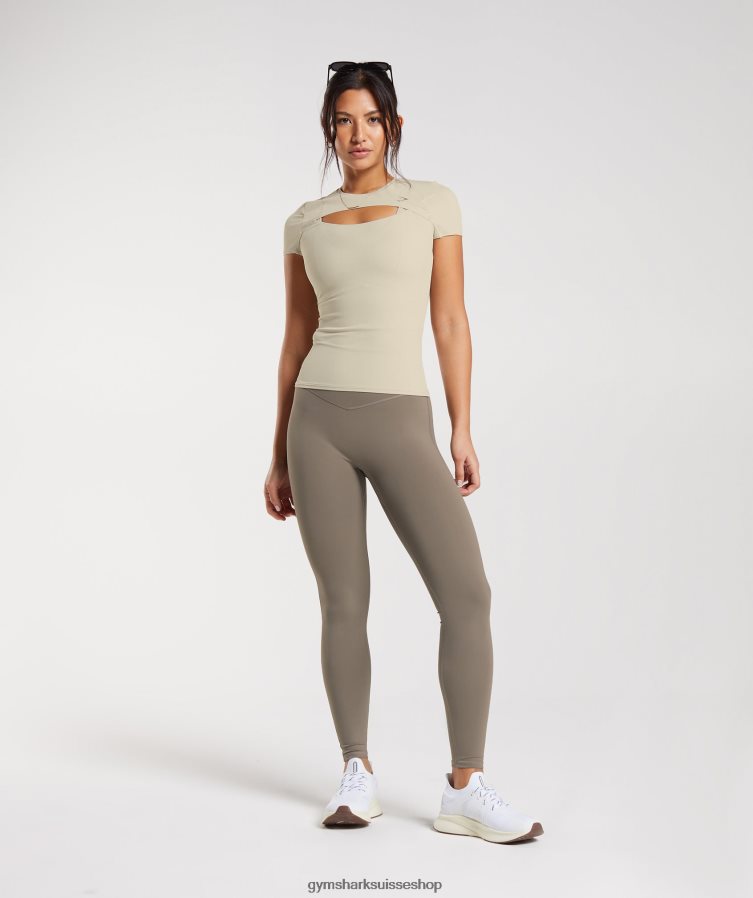 ch Gymshark femmes élever le sommet brun sable 02FP6T440 vêtements
