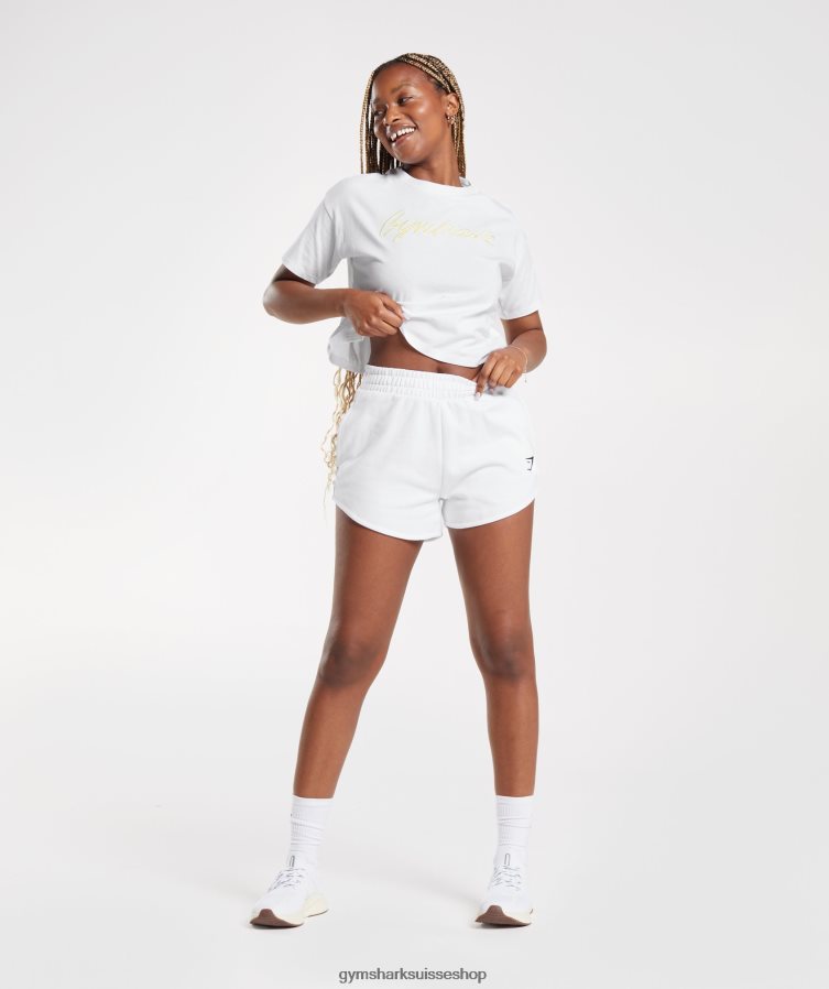 ch Gymshark femmes t-shirt mi-long à imprimé graphique blanc 02FP6T414 vêtements