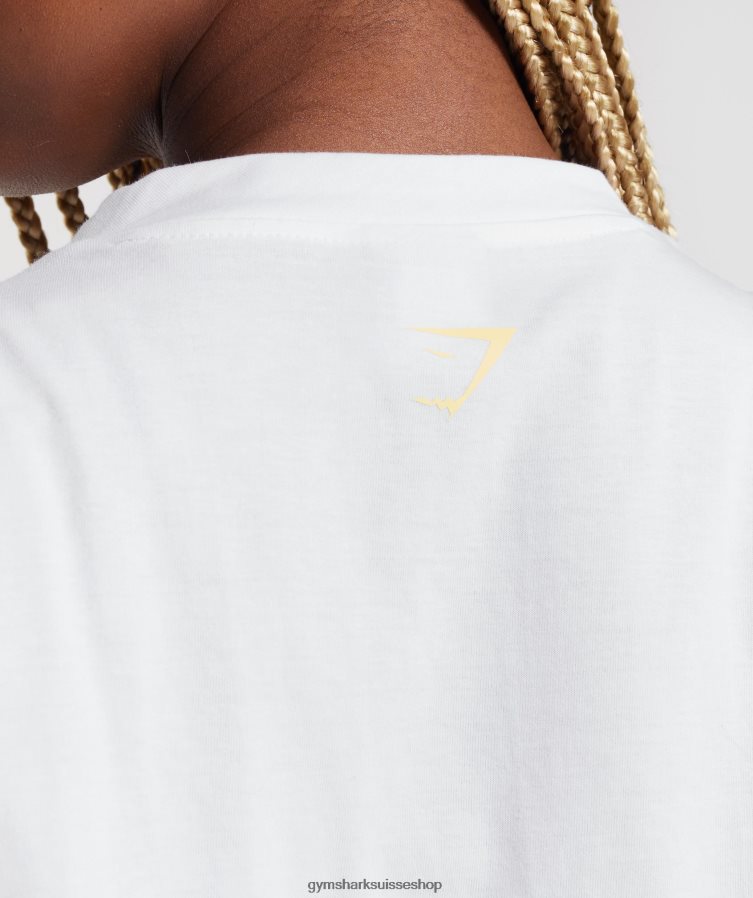 ch Gymshark femmes t-shirt mi-long à imprimé graphique blanc 02FP6T414 vêtements