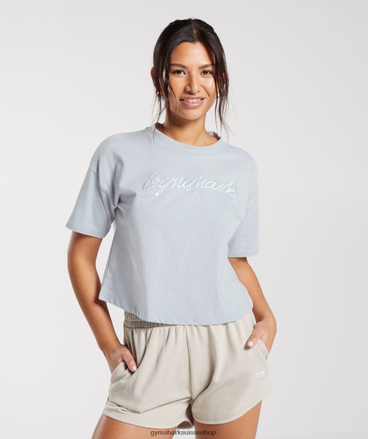 ch Gymshark femmes t-shirt mi-long à imprimé graphique gris pierre de rivière 02FP6T486 vêtements