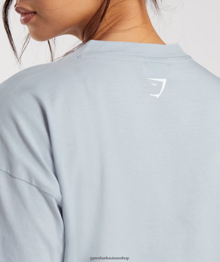 ch Gymshark femmes t-shirt mi-long à imprimé graphique gris pierre de rivière 02FP6T486 vêtements