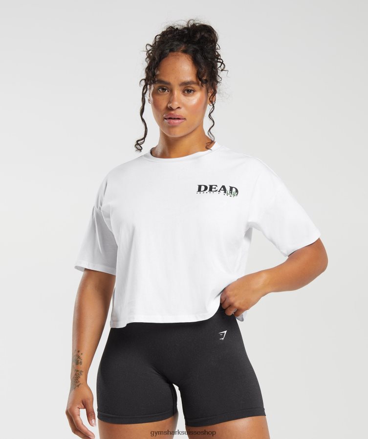 ch Gymshark femmes t-shirt midi dead lift blanc 02FP6T426 vêtements