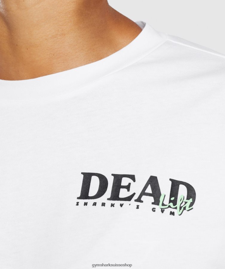 ch Gymshark femmes t-shirt midi dead lift blanc 02FP6T426 vêtements