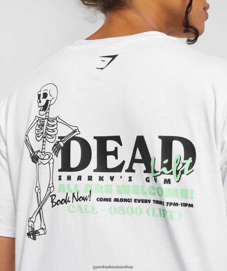 ch Gymshark femmes t-shirt midi dead lift blanc 02FP6T426 vêtements