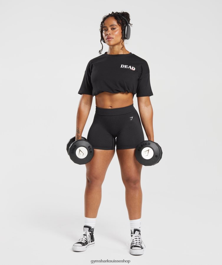 ch Gymshark femmes t-shirt midi dead lift noir 02FP6T413 vêtements