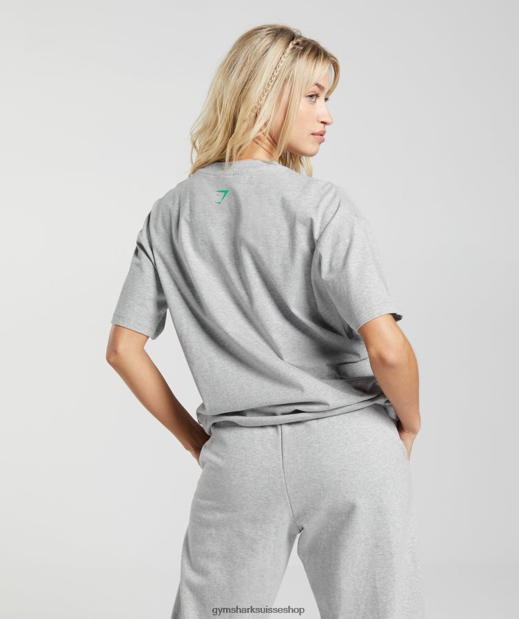ch Gymshark femmes t-shirt oversize maximisé gris clair chiné 02FP6T482 vêtements
