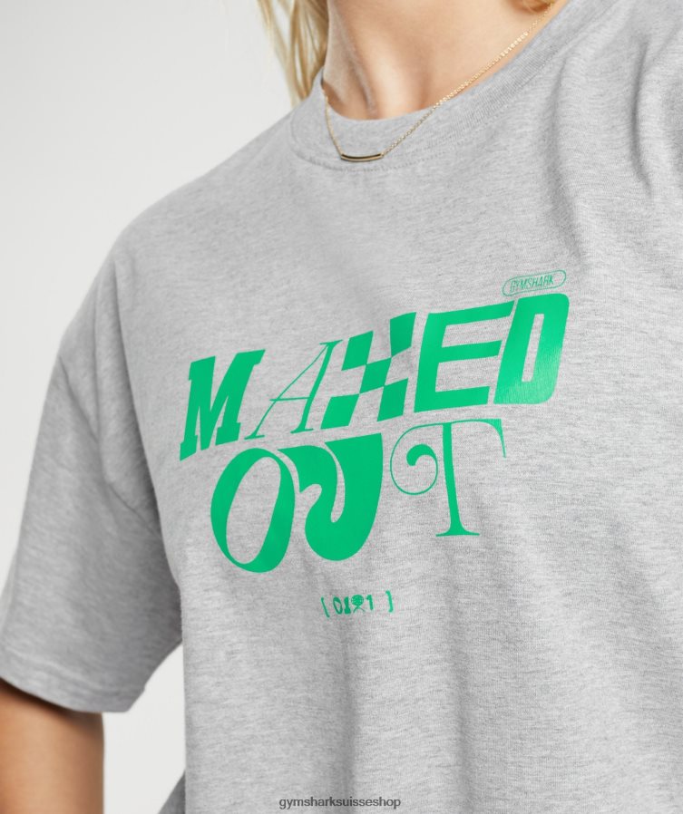 ch Gymshark femmes t-shirt oversize maximisé gris clair chiné 02FP6T482 vêtements