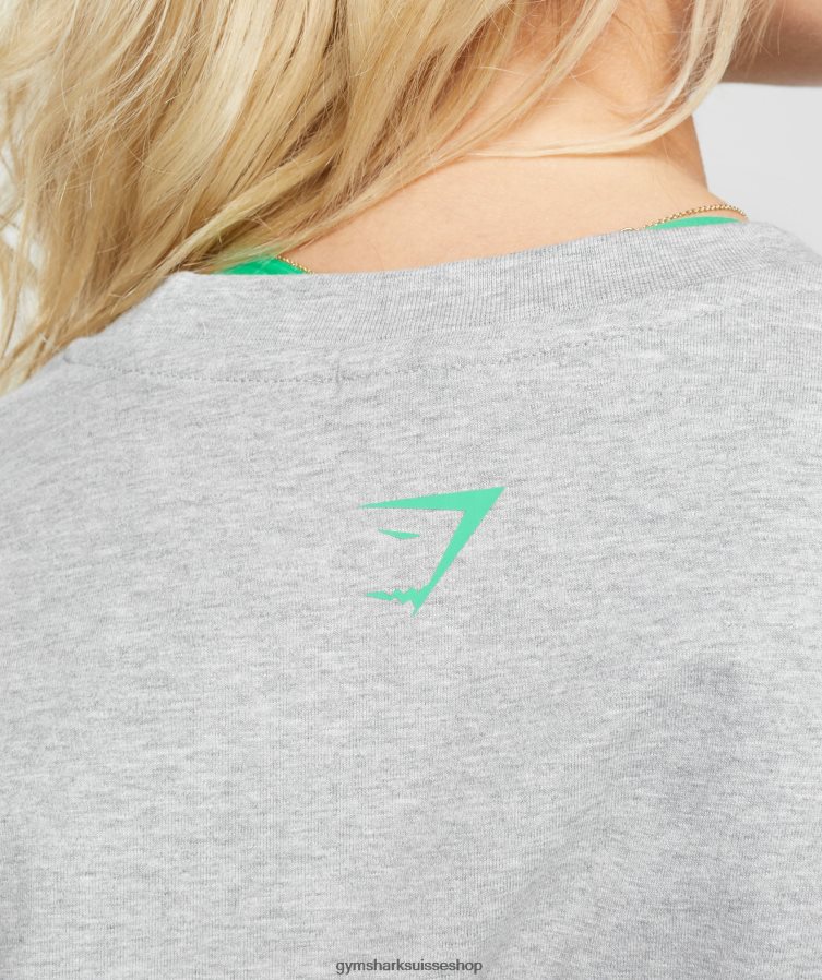 ch Gymshark femmes t-shirt oversize maximisé gris clair chiné 02FP6T482 vêtements