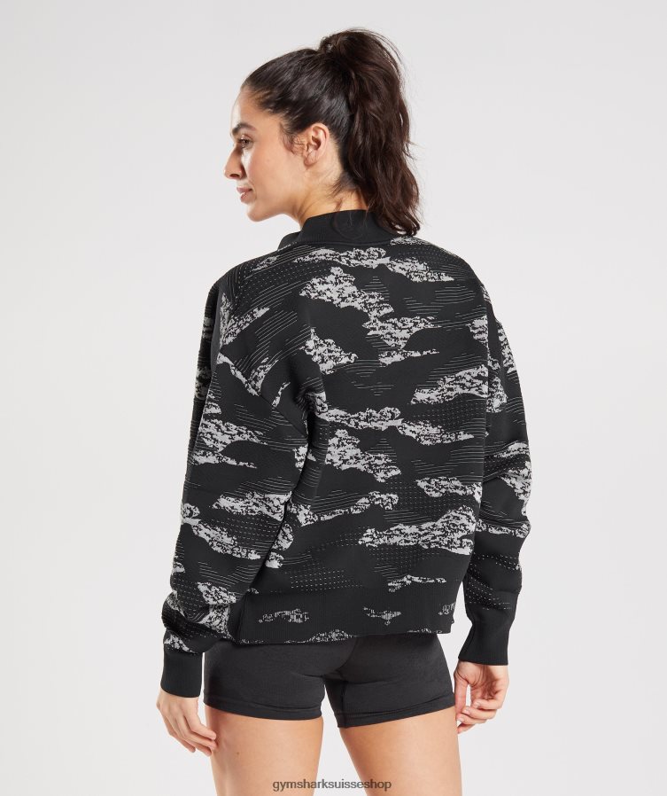 ch Gymshark femmes veste de survêtement camouflage sans couture adapt noir/gris clair 02FP6T383 vêtements