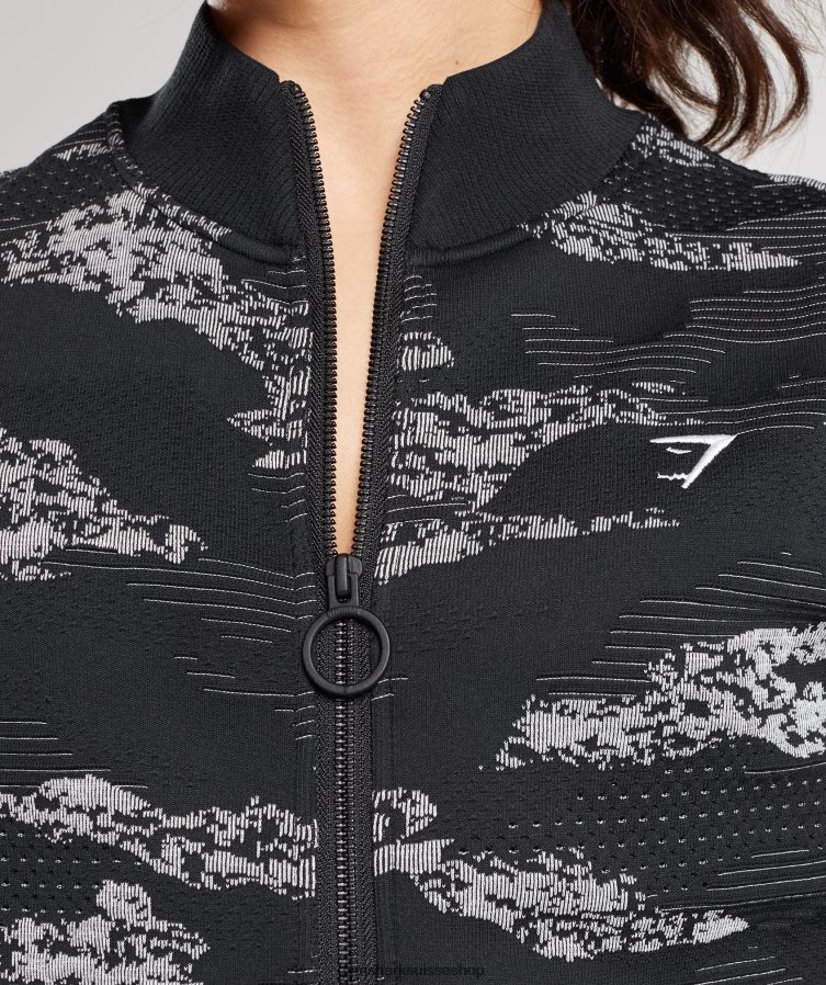 ch Gymshark femmes veste de survêtement camouflage sans couture adapt noir/gris clair 02FP6T383 vêtements