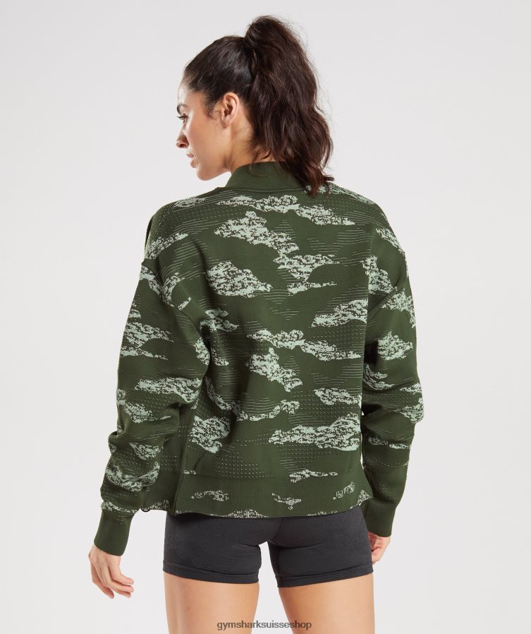 ch Gymshark femmes veste de survêtement camouflage sans couture adapt olive mousse/vert aloès 02FP6T371 vêtements