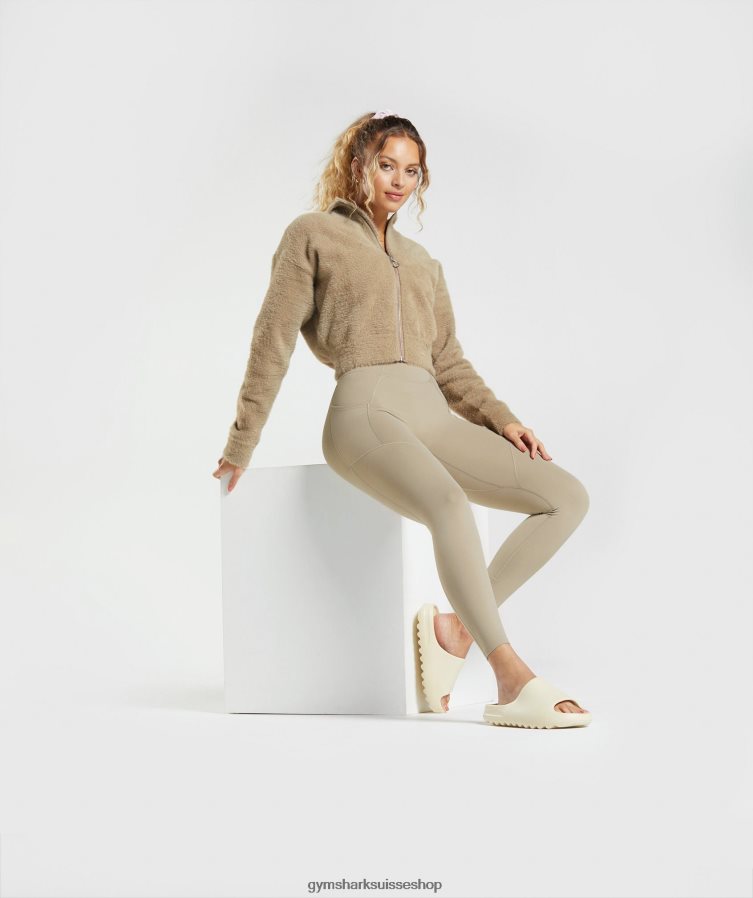 ch Gymshark femmes veste en maille cils whitney marron ciment 02FP6T400 vêtements