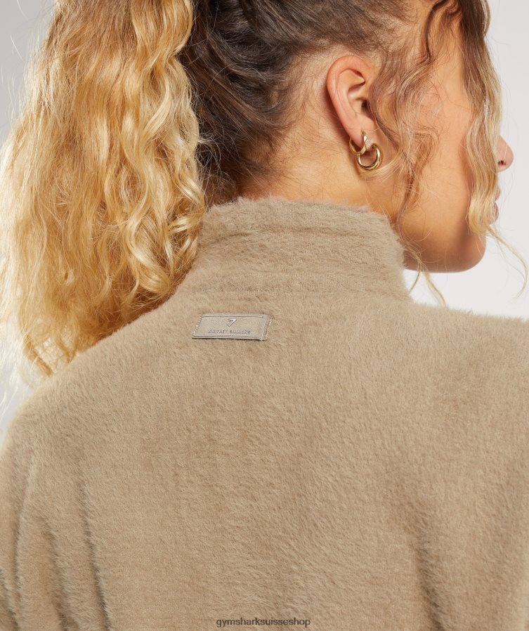 ch Gymshark femmes veste en maille cils whitney marron ciment 02FP6T400 vêtements