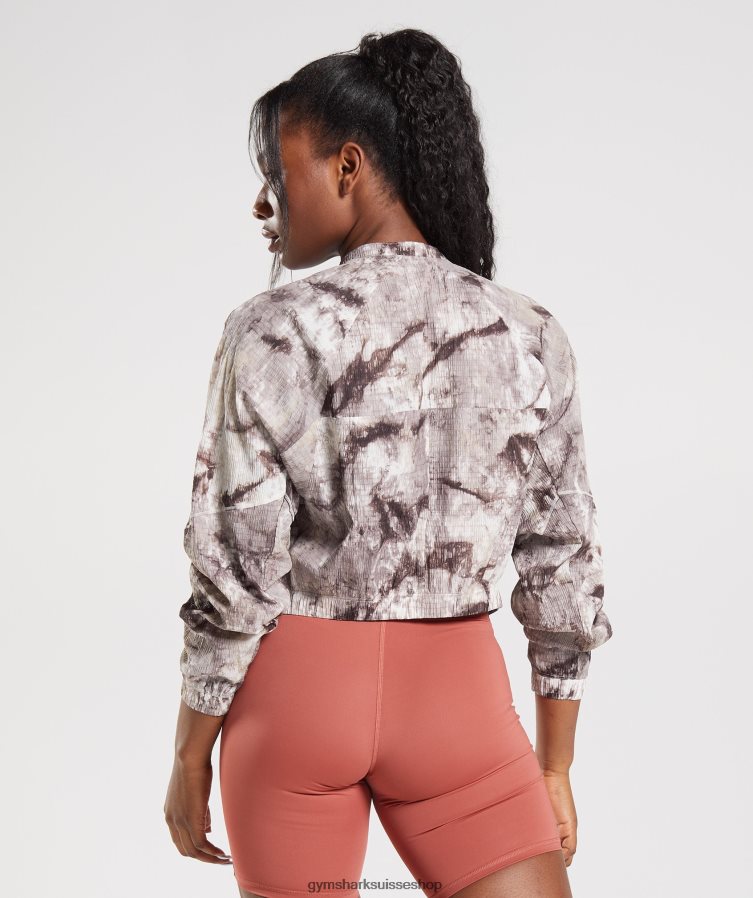 ch Gymshark femmes veste tissée rehaussée teinture en aérosol brun ciment 02FP6T367 vêtements