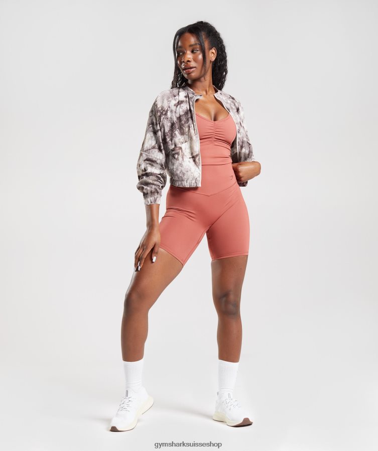 ch Gymshark femmes veste tissée rehaussée teinture en aérosol brun ciment 02FP6T367 vêtements