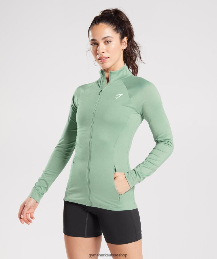 ch Gymshark femmes veste zippée d'entraînement vert sauge du désert 02FP6T344 vêtements