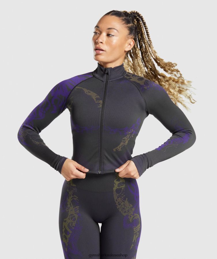 ch Gymshark femmes veste zippée wtflex noir/violet neptune/vert réactif 02FP6T362 vêtements