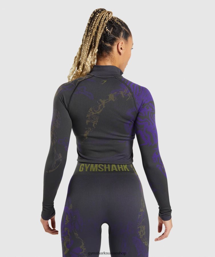ch Gymshark femmes veste zippée wtflex noir/violet neptune/vert réactif 02FP6T362 vêtements