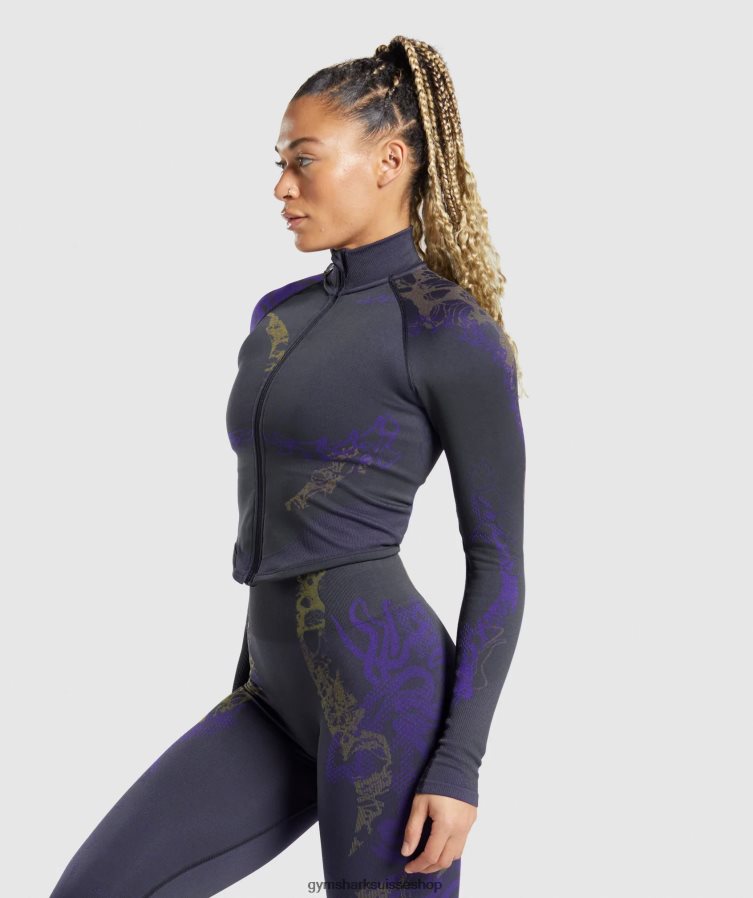 ch Gymshark femmes veste zippée wtflex noir/violet neptune/vert réactif 02FP6T362 vêtements