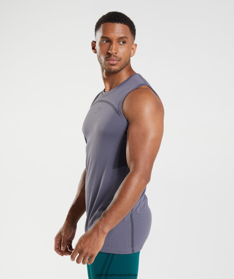 ch Gymshark Hommes 315 réservoir sans soudure mercure violet/noir 02FP6T967 vêtements