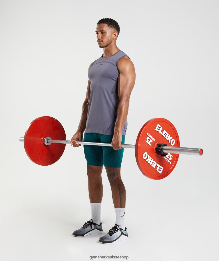 ch Gymshark Hommes 315 réservoir sans soudure mercure violet/noir 02FP6T967 vêtements